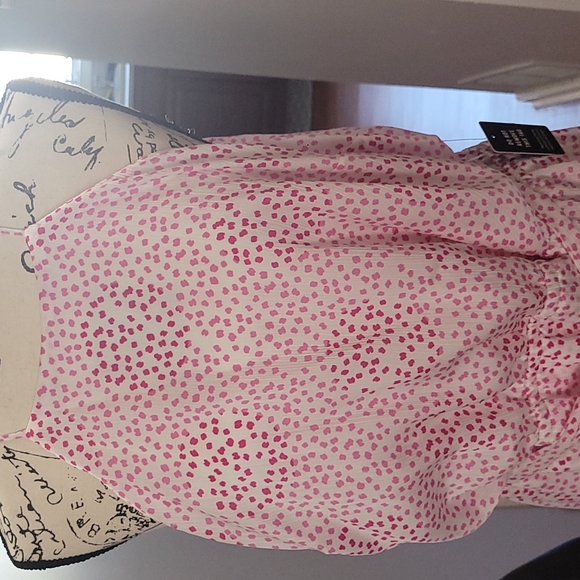 Express Pink and White side high low dress with belt - Picture 4 of 8